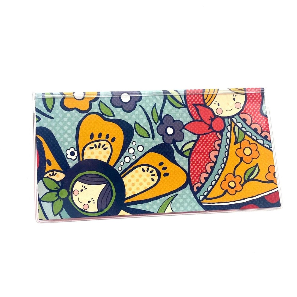 New Checkbook Cover Wallet Vinyl Check Register Protector - Matryoshka Doll